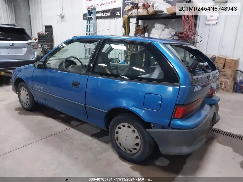 1992 Geo Metro Lsi VIN: 2C1MR2464N6748943 Lot: 40703761