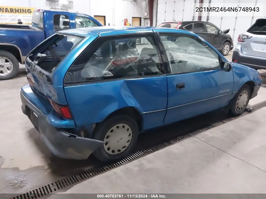 1992 Geo Metro Lsi VIN: 2C1MR2464N6748943 Lot: 40703761