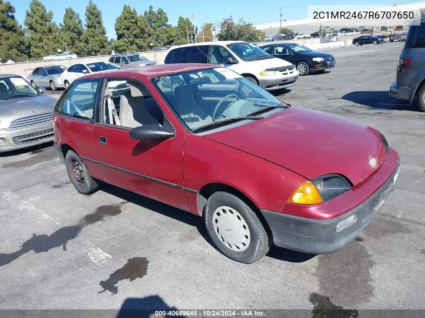 1994 Geo Metro VIN: 2C1MR2467R6707650 Lot: 40669645