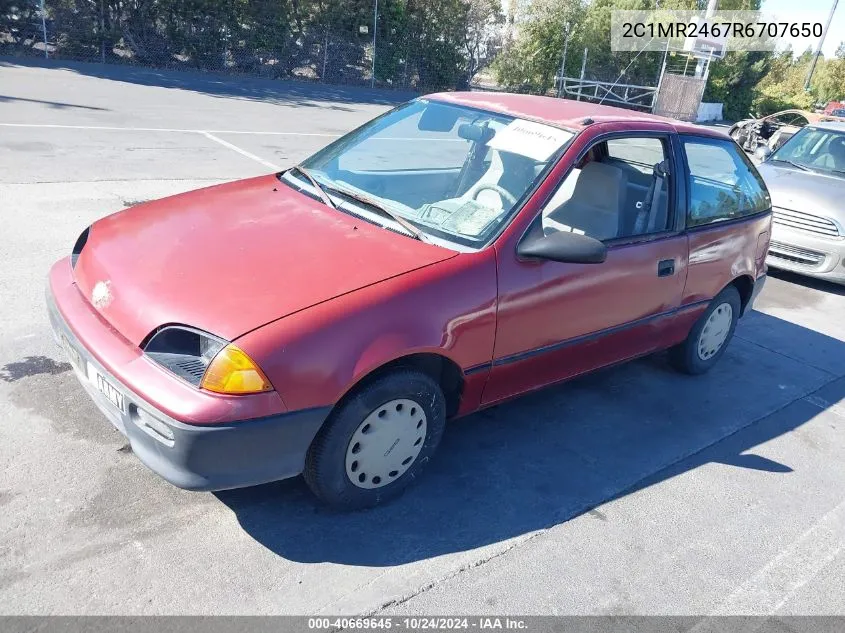 1994 Geo Metro VIN: 2C1MR2467R6707650 Lot: 40669645