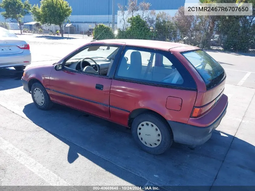 1994 Geo Metro VIN: 2C1MR2467R6707650 Lot: 40669645