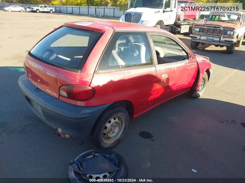 1996 Geo Metro Lsi VIN: 2C1MR2267T6709215 Lot: 40636893