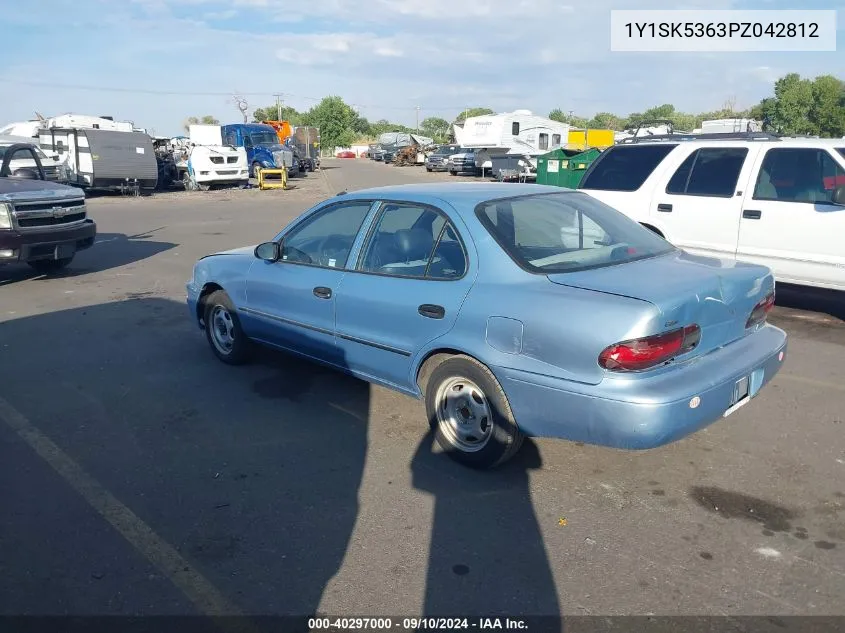 1993 Geo Prizm Lsi VIN: 1Y1SK5363PZ042812 Lot: 40297000