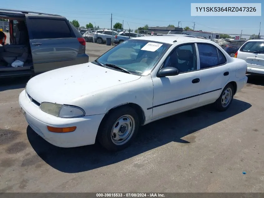 1994 Geo Prizm Lsi VIN: 1Y1SK5364RZ047326 Lot: 39815533