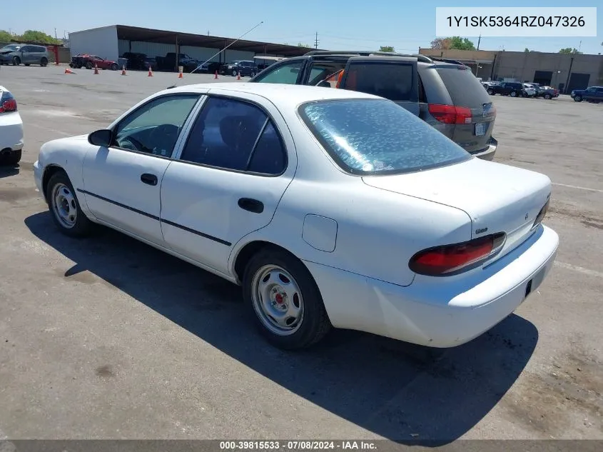 1994 Geo Prizm Lsi VIN: 1Y1SK5364RZ047326 Lot: 39815533