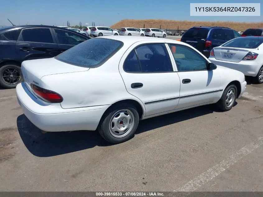 1994 Geo Prizm Lsi VIN: 1Y1SK5364RZ047326 Lot: 39815533