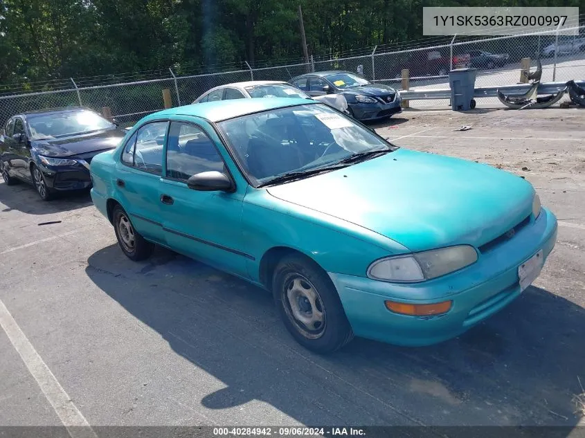 1994 Geo Prizm Lsi VIN: 1Y1SK5363RZ000997 Lot: 40284942