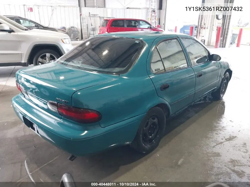 1994 Geo Prizm Lsi VIN: 1Y1SK5361RZ007432 Lot: 40448011