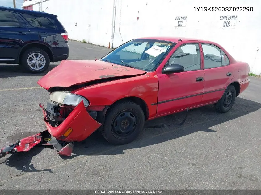 1995 Geo Prizm Lsi VIN: 1Y1SK5260SZ023290 Lot: 40209146