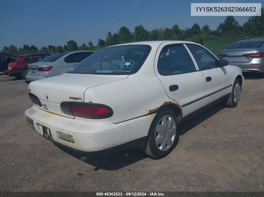 1995 Geo Prizm Lsi VIN: 1Y1SK5263SZ066652 Lot: 40302523