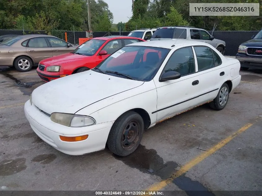 1995 Geo Prizm Lsi VIN: 1Y1SK5268SZ046316 Lot: 40324649