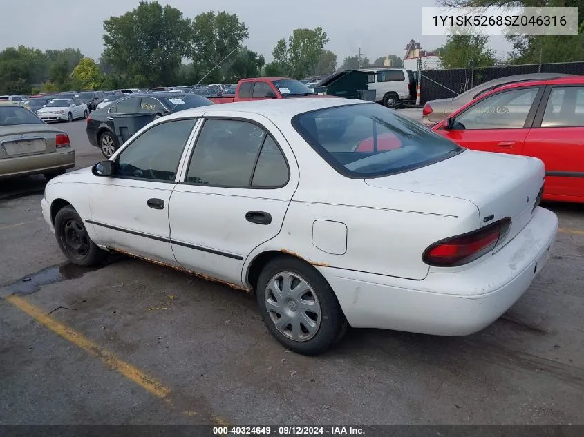 1995 Geo Prizm Lsi VIN: 1Y1SK5268SZ046316 Lot: 40324649