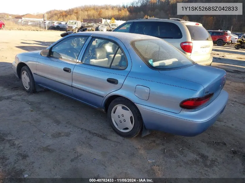 1995 Geo Prizm Lsi VIN: 1Y1SK5268SZ042833 Lot: 40782433