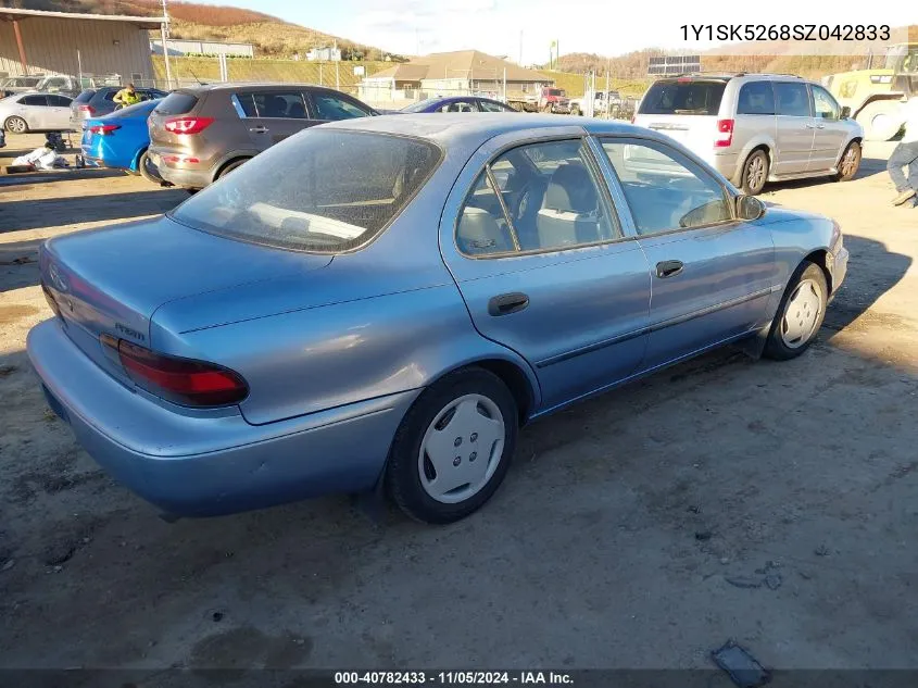 1995 Geo Prizm Lsi VIN: 1Y1SK5268SZ042833 Lot: 40782433