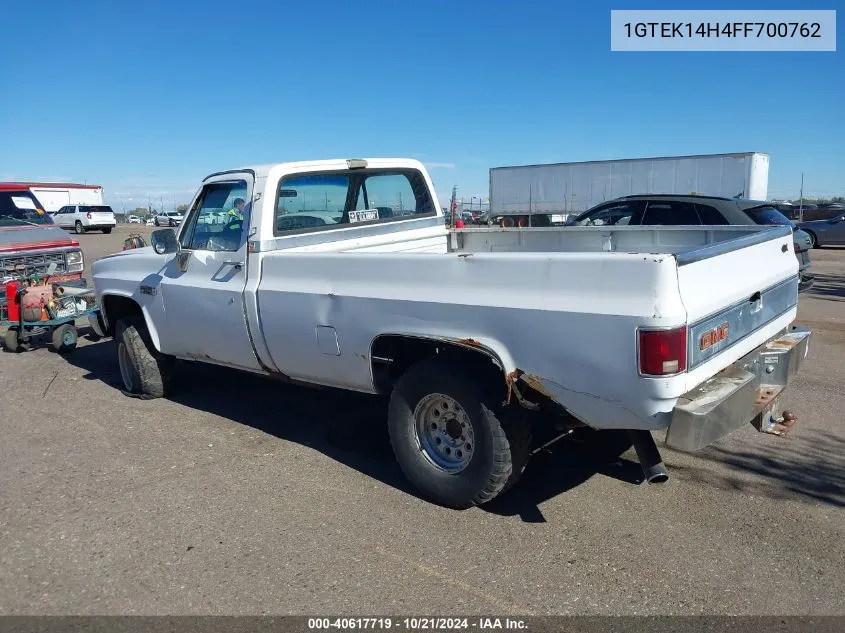 1985 GMC K1500 VIN: 1GTEK14H4FF700762 Lot: 40617719