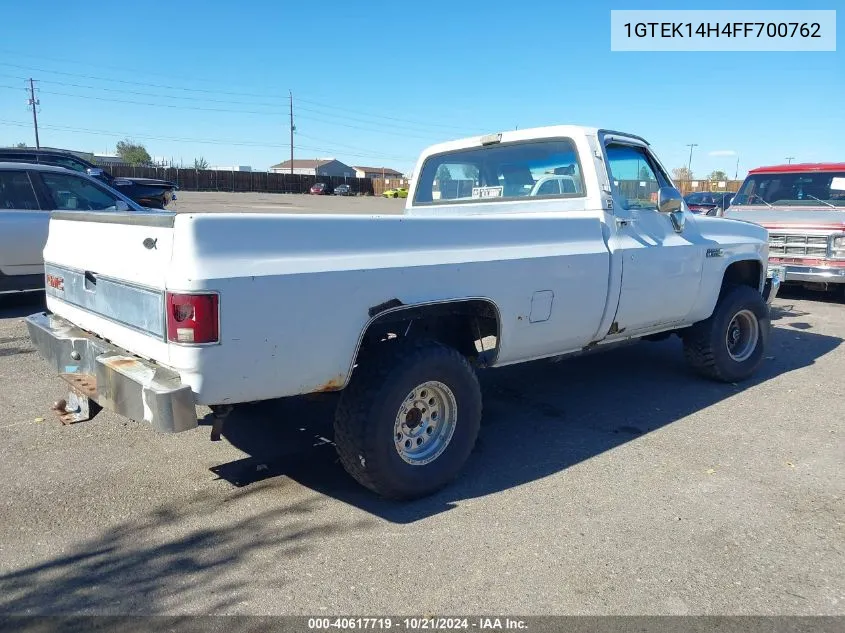 1985 GMC K1500 VIN: 1GTEK14H4FF700762 Lot: 40617719