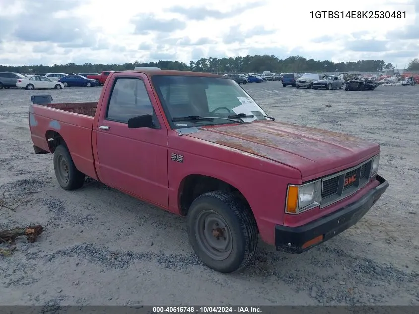 1989 GMC S Truck S15 VIN: 1GTBS14E8K2530481 Lot: 40515748