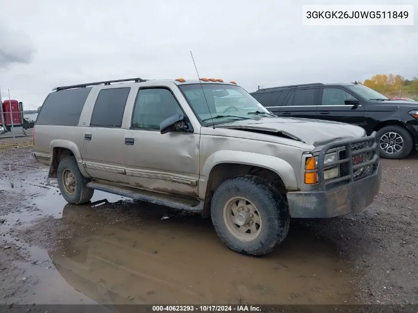 1998 GMC Suburban 2500 K2500 VIN: 3GKGK26J0WG511849 Lot: 40623293