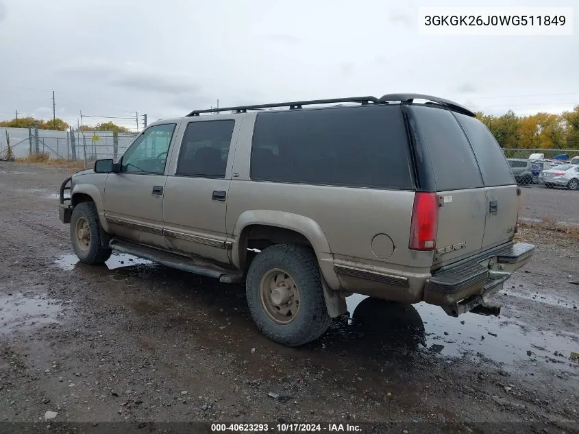 1998 GMC Suburban 2500 K2500 VIN: 3GKGK26J0WG511849 Lot: 40623293