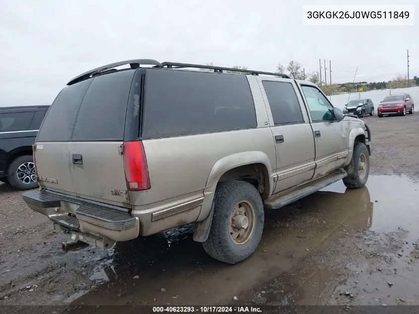 1998 GMC Suburban 2500 K2500 VIN: 3GKGK26J0WG511849 Lot: 40623293