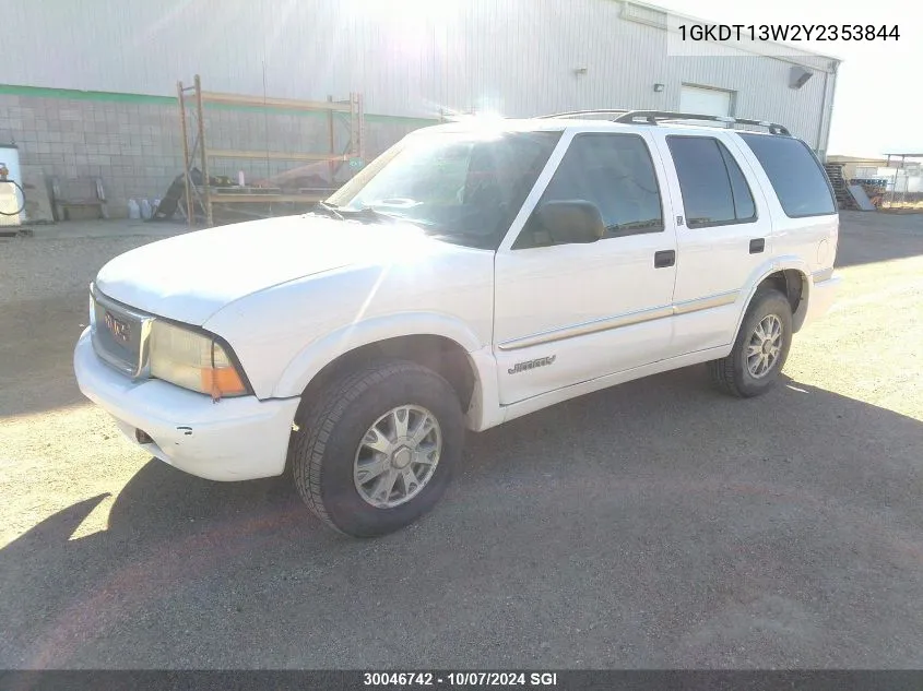 2000 GMC Jimmy/Envoy VIN: 1GKDT13W2Y2353844 Lot: 30046742