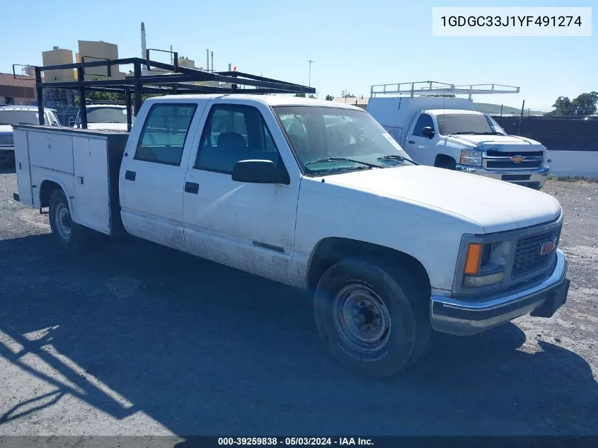 2000 GMC Sierra 3500 Classic Sl VIN: 1GDGC33J1YF491274 Lot: 39259838