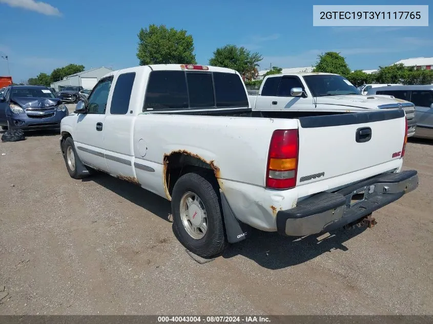 2000 GMC Sierra 1500 Sl VIN: 2GTEC19T3Y1117765 Lot: 40043004