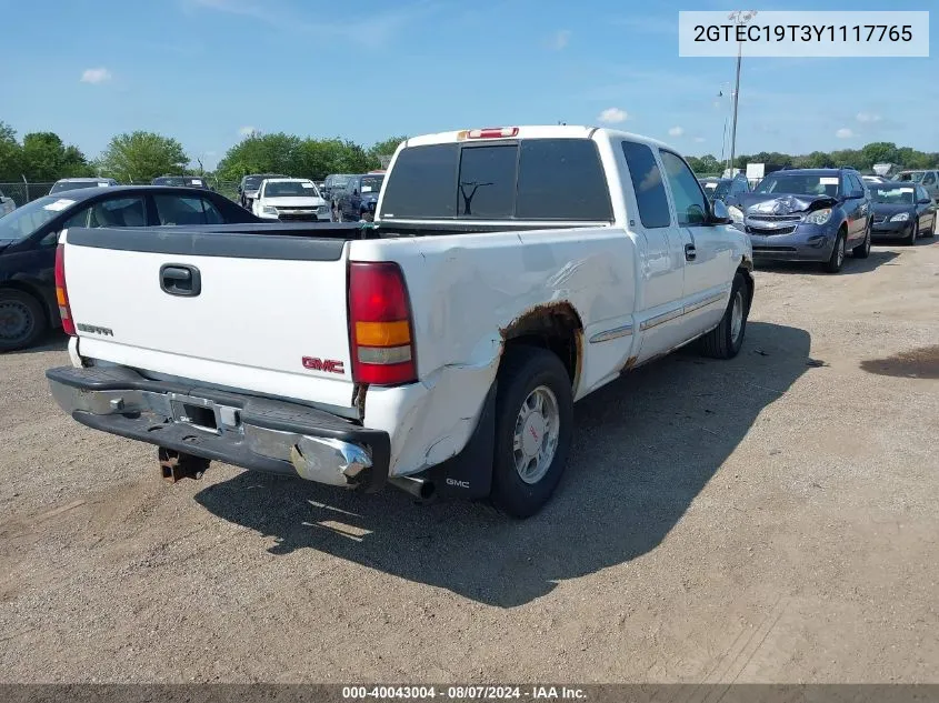 2000 GMC Sierra 1500 Sl VIN: 2GTEC19T3Y1117765 Lot: 40043004