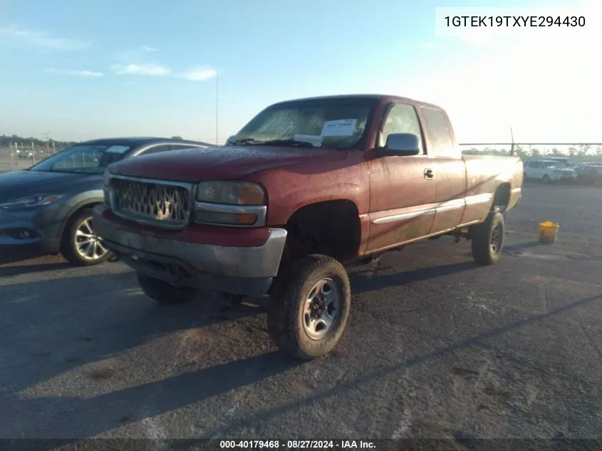 2000 GMC Sierra 1500 Sle VIN: 1GTEK19TXYE294430 Lot: 40179468