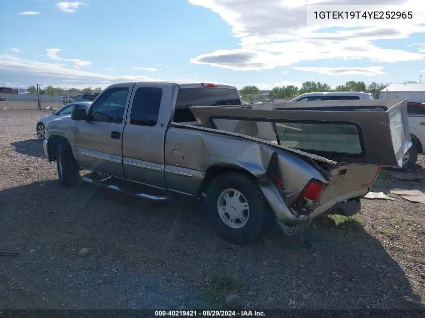 2000 GMC Sierra 1500 Sle VIN: 1GTEK19T4YE252965 Lot: 40219421