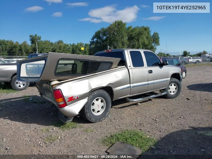 2000 GMC Sierra 1500 Sle VIN: 1GTEK19T4YE252965 Lot: 40219421