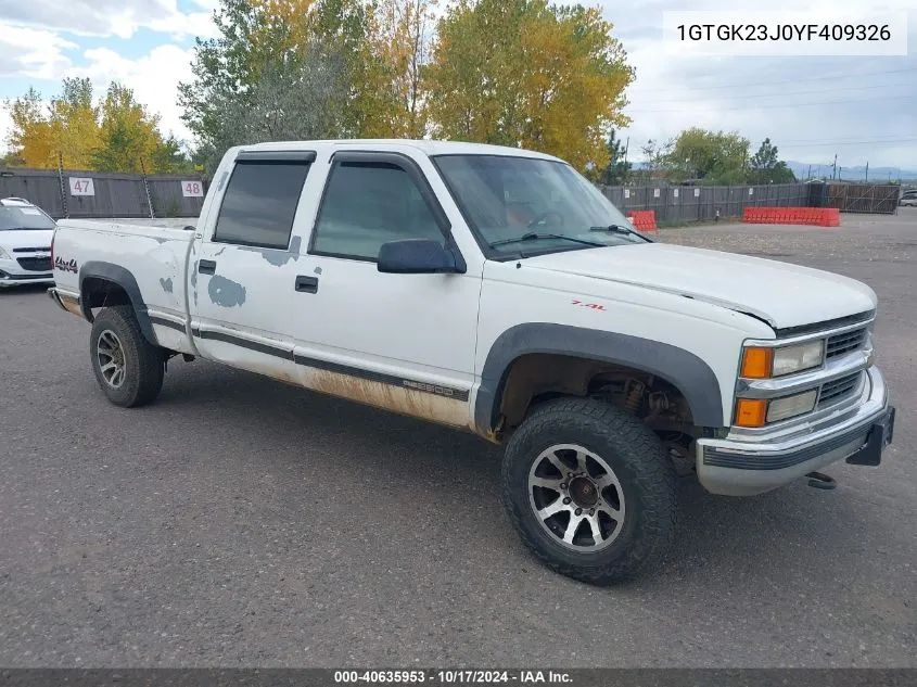 2000 GMC Sierra 2500 Classic Sl VIN: 1GTGK23J0YF409326 Lot: 40635953