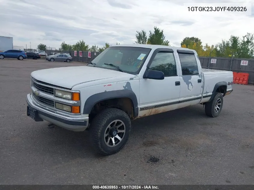 2000 GMC Sierra 2500 Classic Sl VIN: 1GTGK23J0YF409326 Lot: 40635953