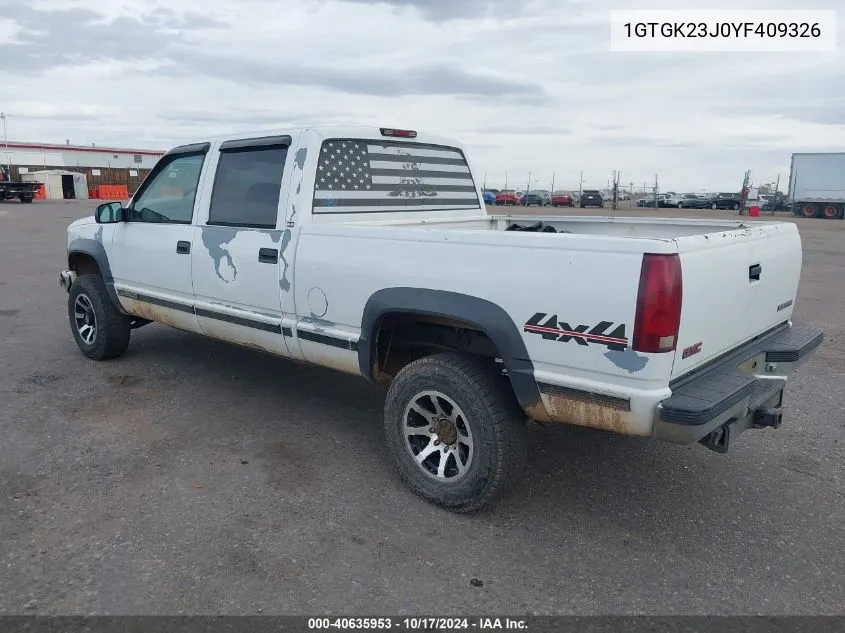 2000 GMC Sierra 2500 Classic Sl VIN: 1GTGK23J0YF409326 Lot: 40635953