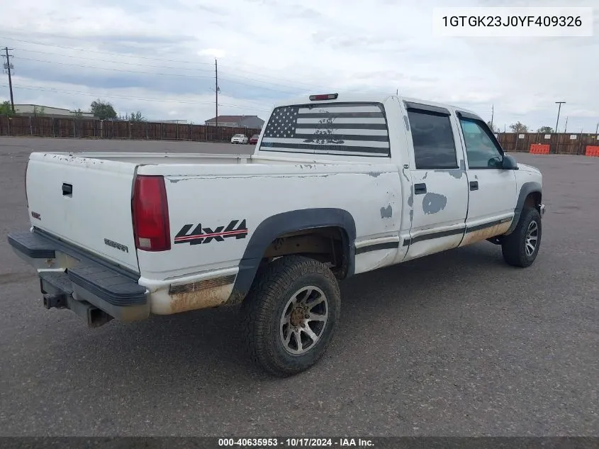 2000 GMC Sierra 2500 Classic Sl VIN: 1GTGK23J0YF409326 Lot: 40635953