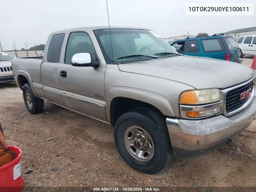 2000 GMC Sierra 2500 Sle VIN: 1GTGK29U0YE100611 Lot: 40637125