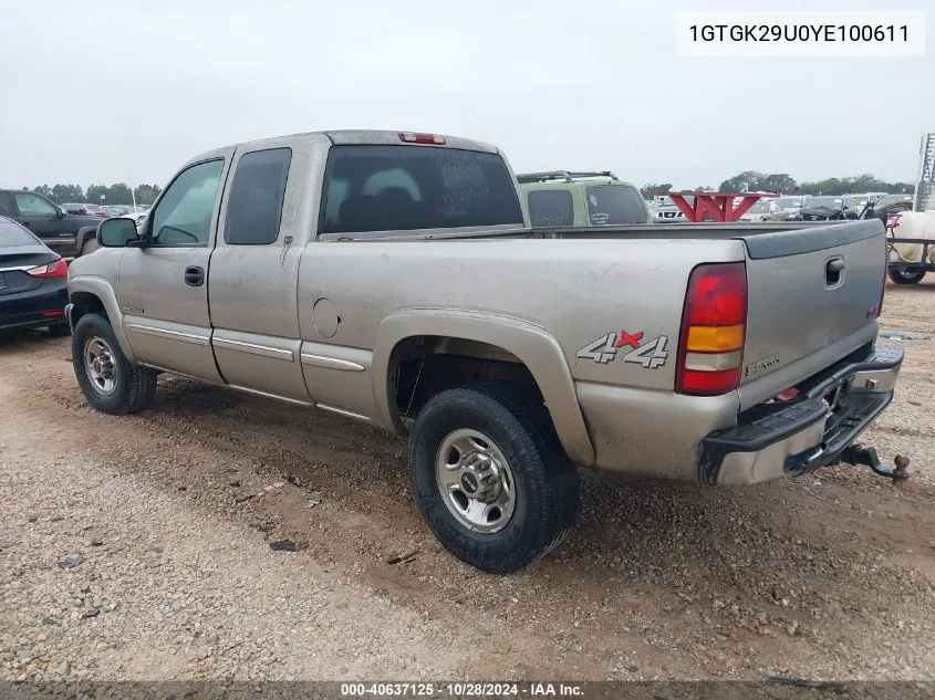 2000 GMC Sierra 2500 Sle VIN: 1GTGK29U0YE100611 Lot: 40637125