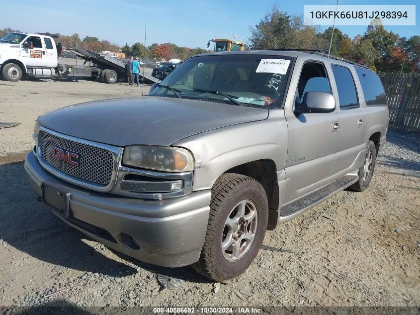 2001 GMC Yukon Xl 1500 Denali VIN: 1GKFK66U81J298394 Lot: 40586692