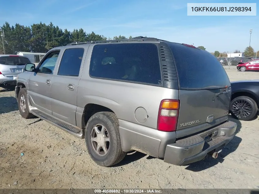 2001 GMC Yukon Xl 1500 Denali VIN: 1GKFK66U81J298394 Lot: 40586692