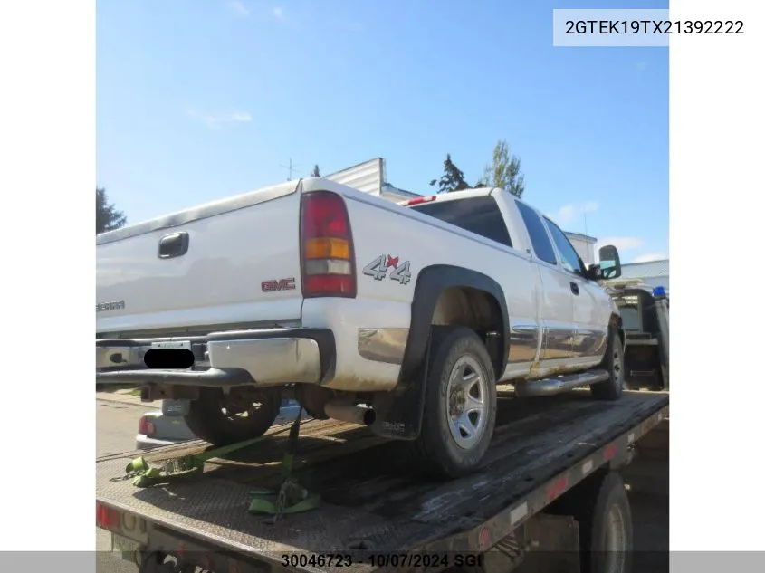 2002 GMC New Sierra K1500 VIN: 2GTEK19TX21392222 Lot: 30046723