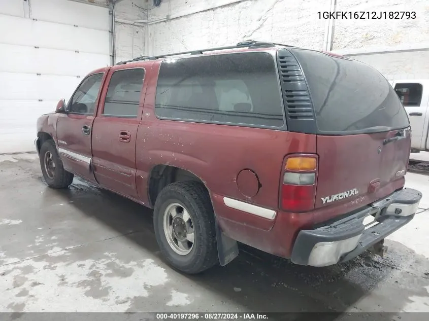 2002 GMC Yukon Xl 1500 Slt VIN: 1GKFK16Z12J182793 Lot: 40197296