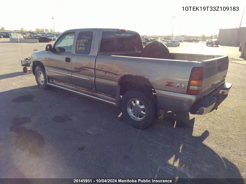 1GTEK19T33Z109183 2003 GMC Sierra 1500 Ext Cab