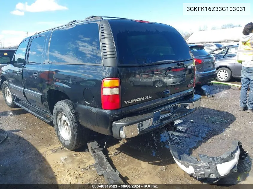 2003 GMC Yukon Xl 1500 Slt VIN: 3GKFK16Z33G103031 Lot: 40518121