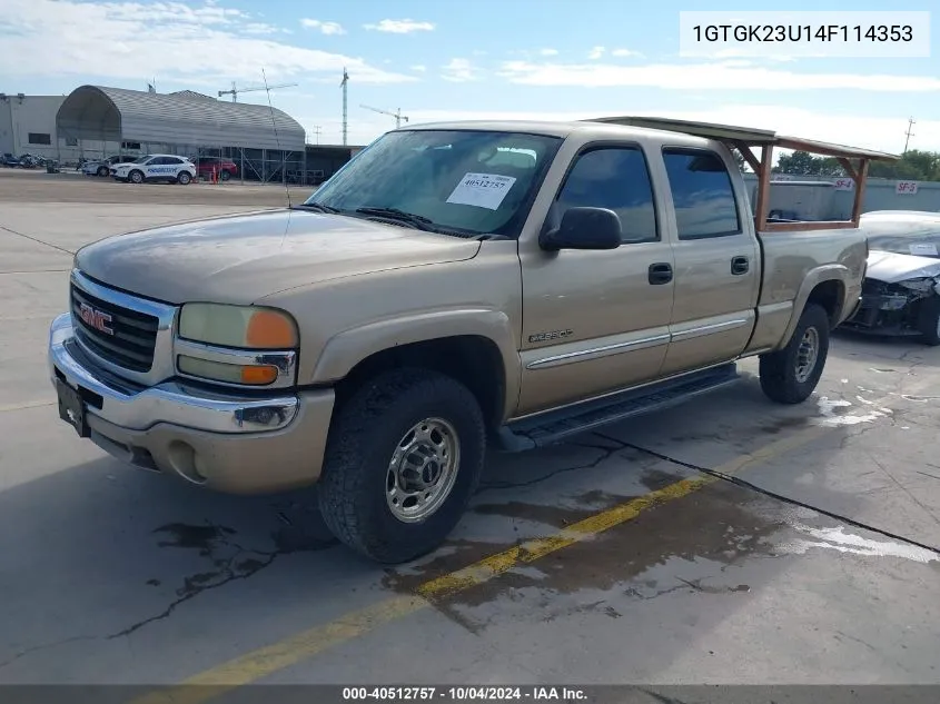 2004 GMC Sierra 2500 Sle VIN: 1GTGK23U14F114353 Lot: 40512757