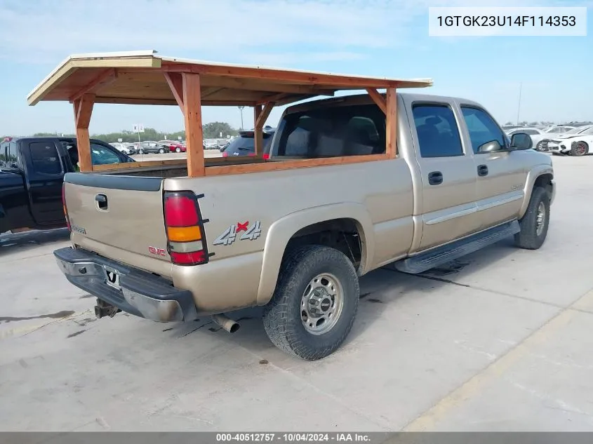 2004 GMC Sierra 2500 Sle VIN: 1GTGK23U14F114353 Lot: 40512757