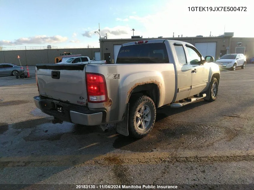 2007 GMC Sierra 1500 Sle Ext Cab VIN: 1GTEK19JX7E500472 Lot: 20183130