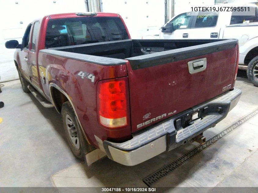 2007 GMC New Sierra K1500 VIN: 1GTEK19J67Z595511 Lot: 30047186