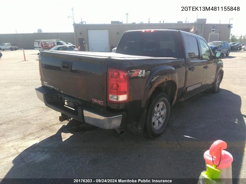 2008 GMC Sierra 1500 Sle Crew Cab VIN: 2GTEK13M481155848 Lot: 20176303