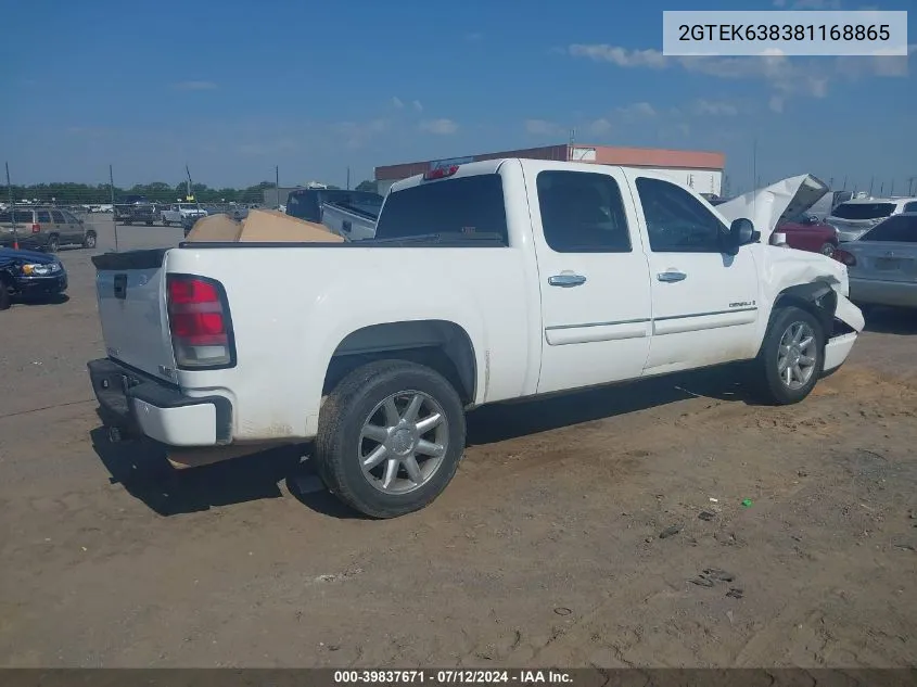 2008 GMC Sierra 1500 Denali VIN: 2GTEK638381168865 Lot: 39837671