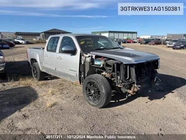 2010 GMC Sierra 1500 Slt Crew Cab VIN: 3GTRKWE31AG150381 Lot: 20177211